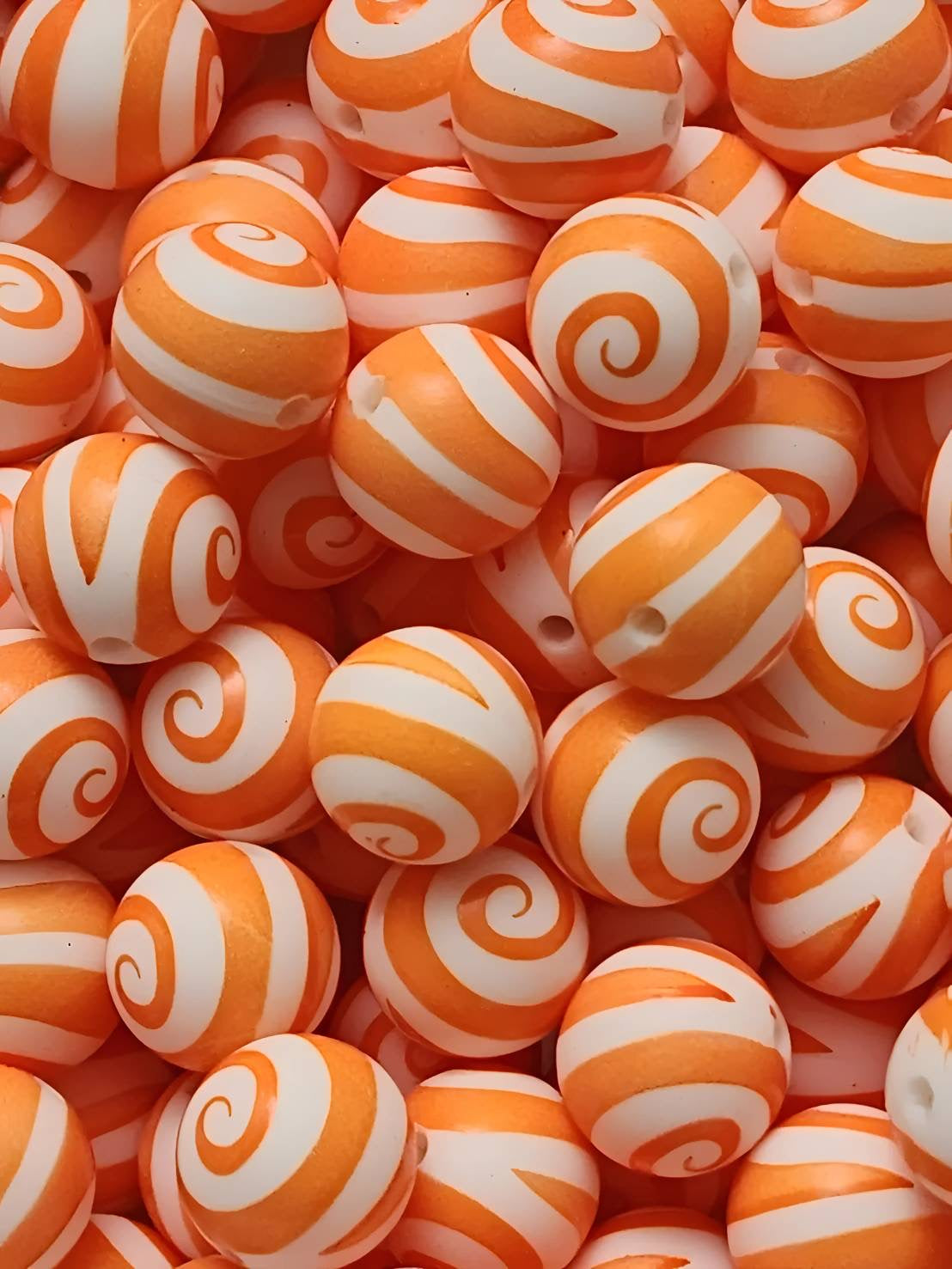 Orange Swirl 15mm Silicone Beads