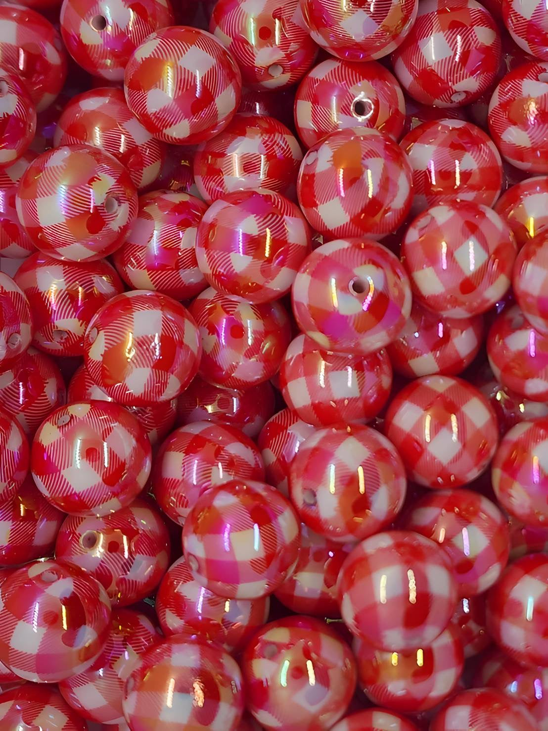 Red & White Buffalo Bubblegum Beads