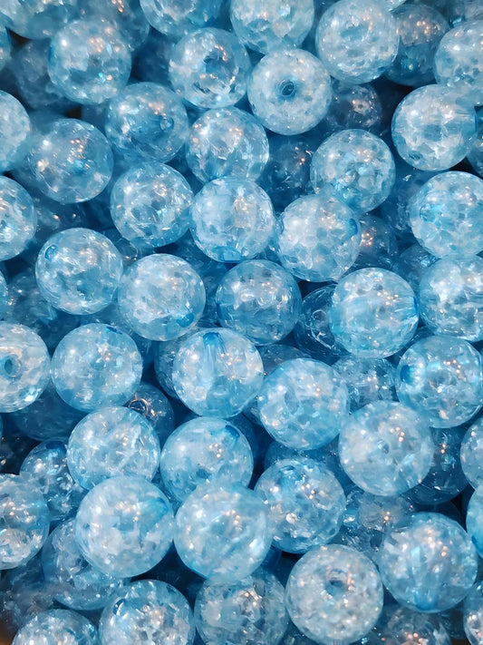 Light Blue Crackle *12mm* (Bubblegum Beads)