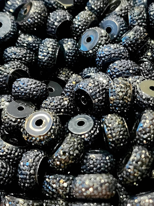 Black Rhinestone Abacus 12mm Beads