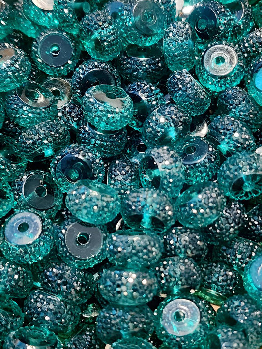 Green Rhinestone Abacus 12mm Beads