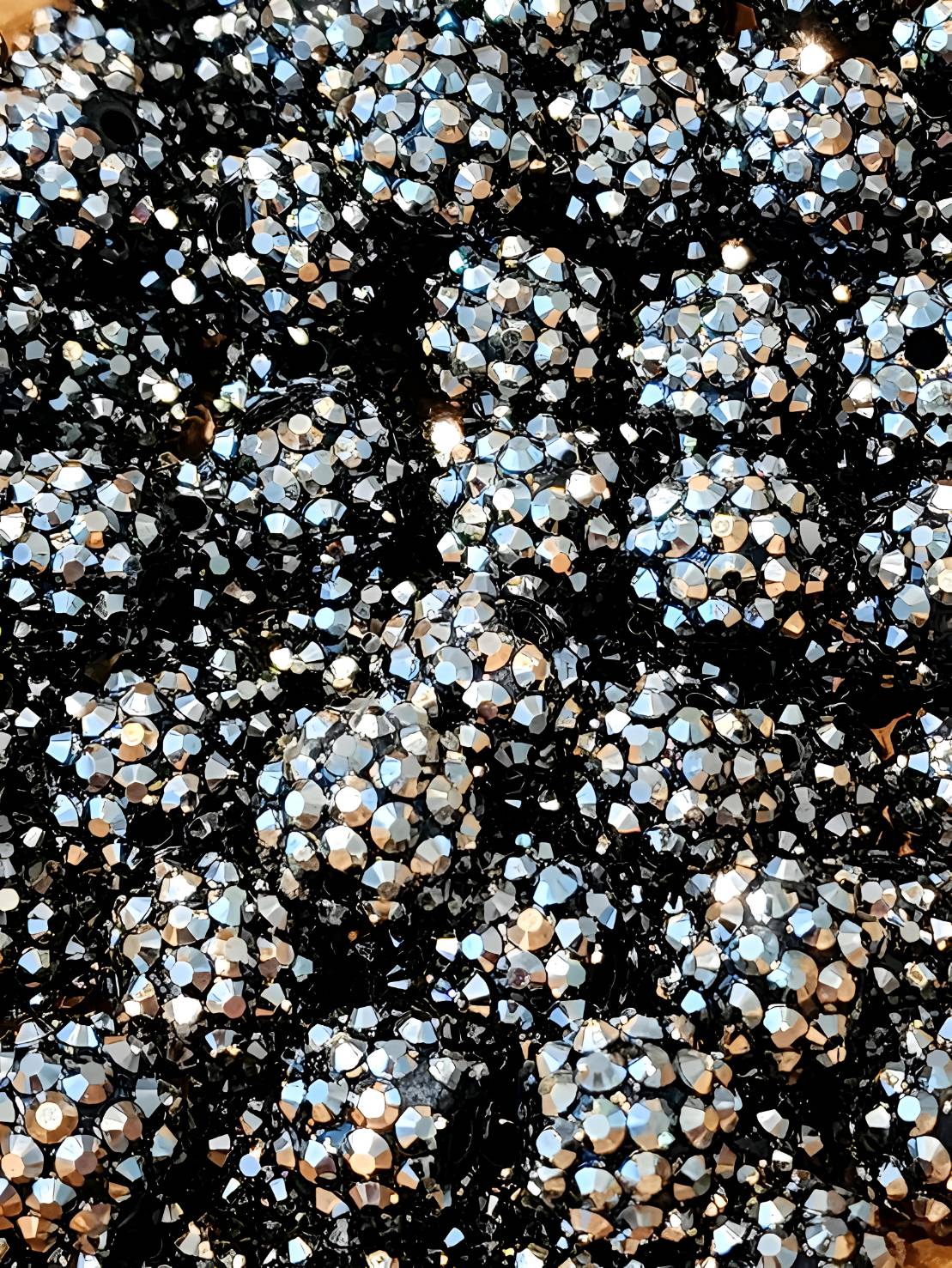 Black Silver 14mm **Rhinestone** (Bubblegum Beads)