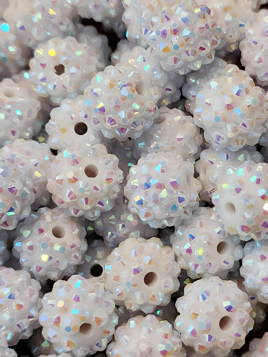 White 14mm **Rhinestone** (Bubblegum Beads)