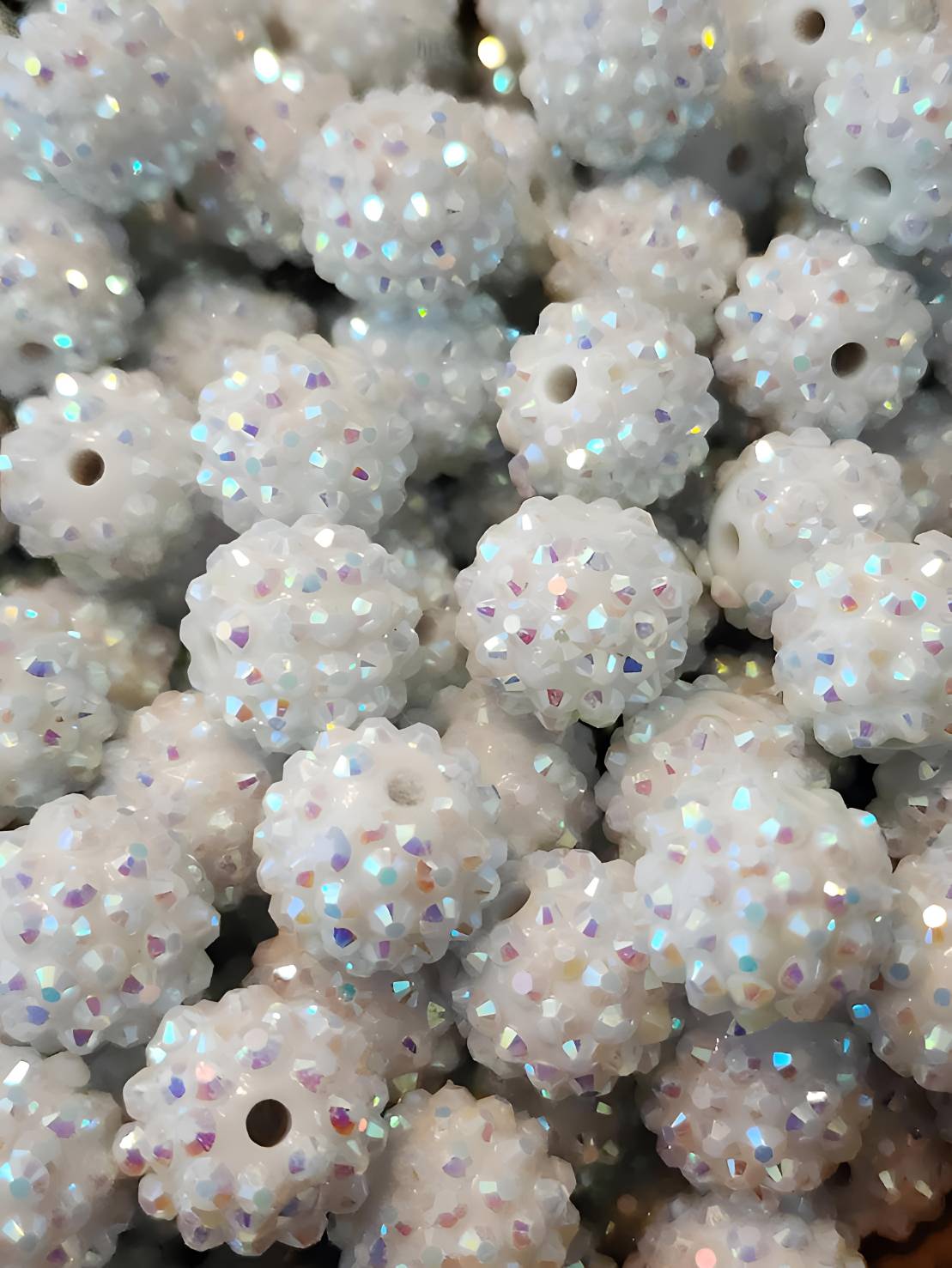 White 16mm **Rhinestone** (Bubblegum Beads)