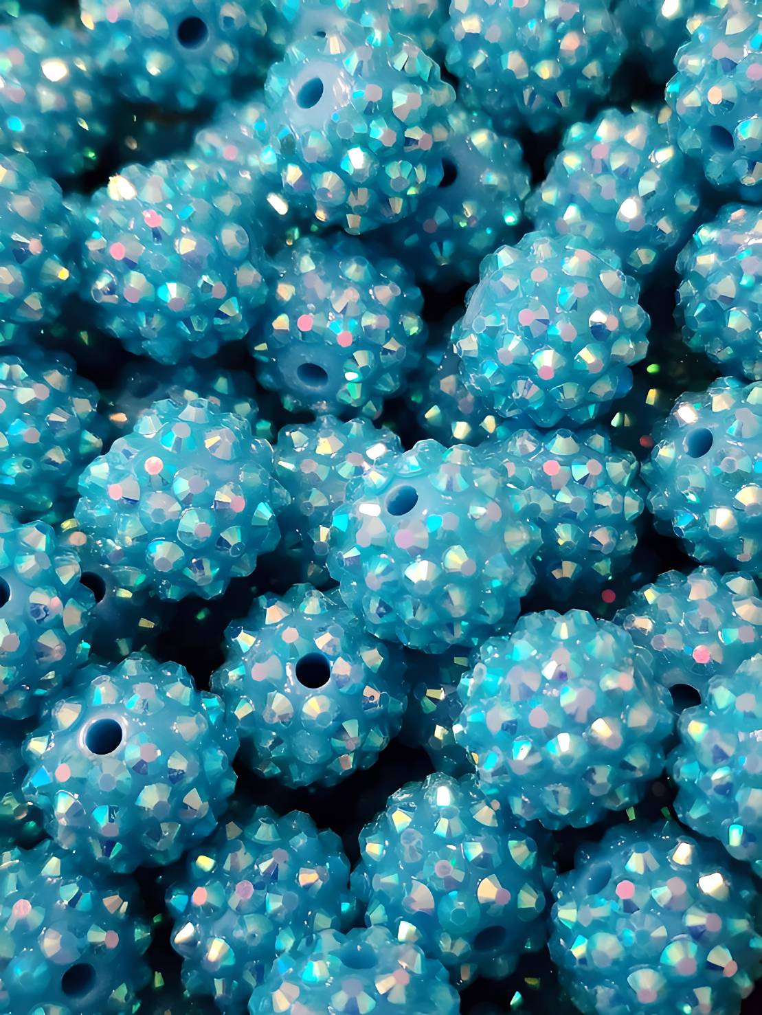 Aqua 16mm **Rhinestone** (Bubblegum Beads)