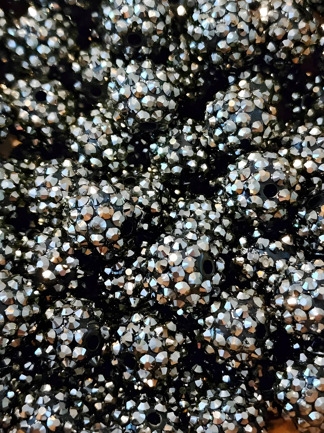 Black Silver 16mm **Rhinestone** (Bubblegum Beads)