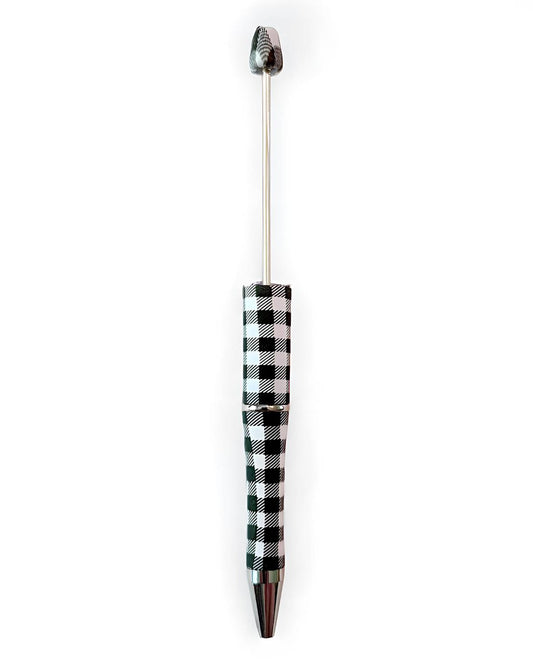 Black Buffalo Plaid Beadable Pen