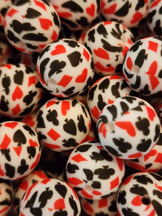 15MM Casino Printed Silicone Beads