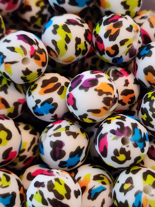 15MM Colorful Leopard Silicone Beads