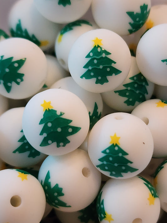 15MM Christmas Tree Silicone Beads