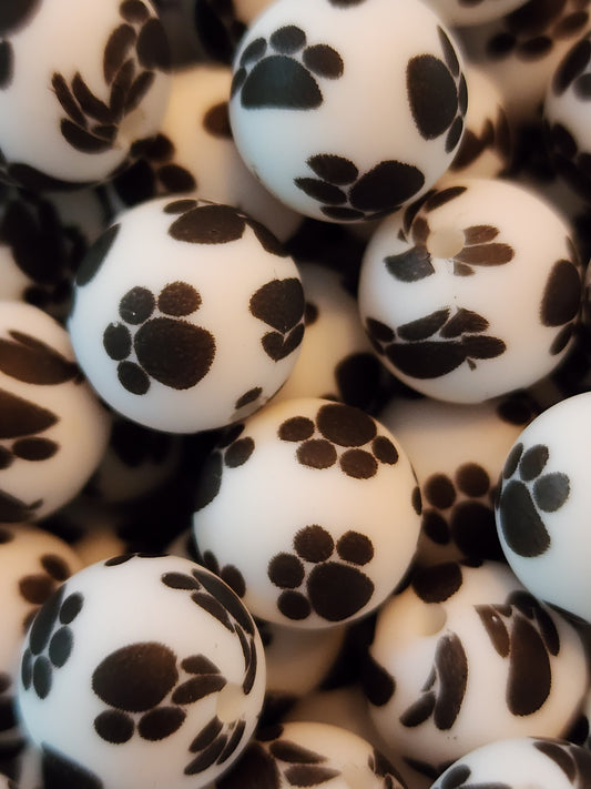 15MM Paw Print Silicone Beads