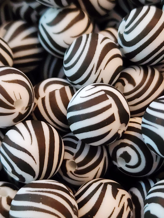 15MM Zebra Silicone Beads