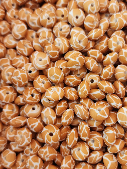 Giraffe Lentil Silicone Beads