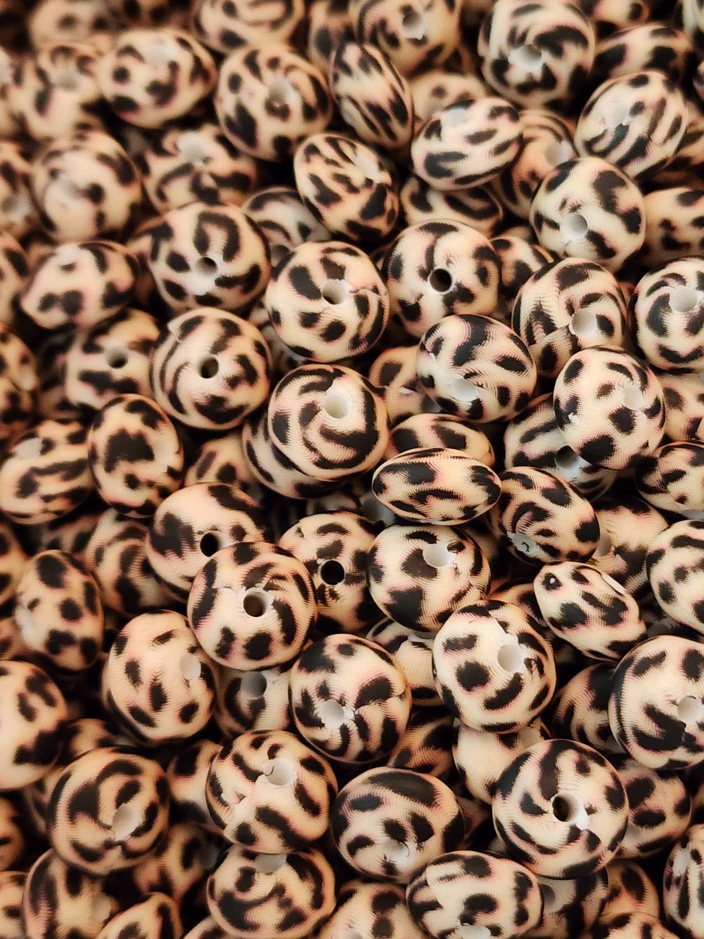 Leopard Lentil Silicone Beads