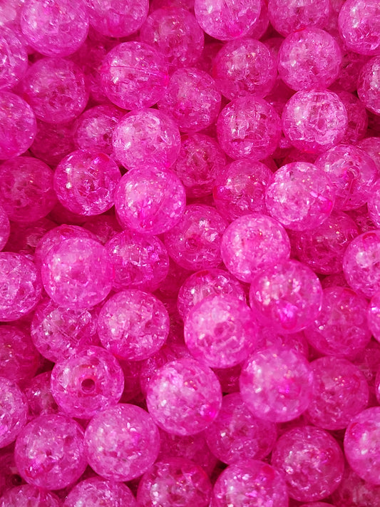 Hot Pink Crackle *12mm* (Bubblegum Beads)