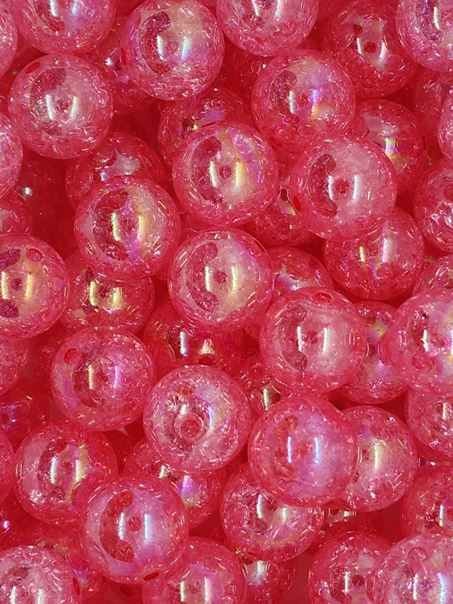 Dark Pink Crackle 20mm (Bubblegum Beads)