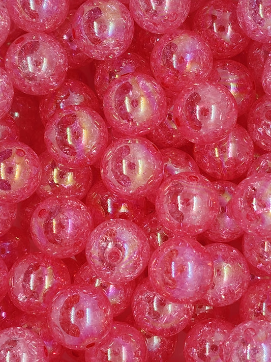 Dark Pink Crackle 20mm (Bubblegum Beads)