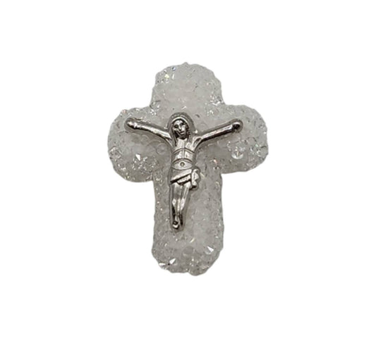 White Sugar Crucifix Beads