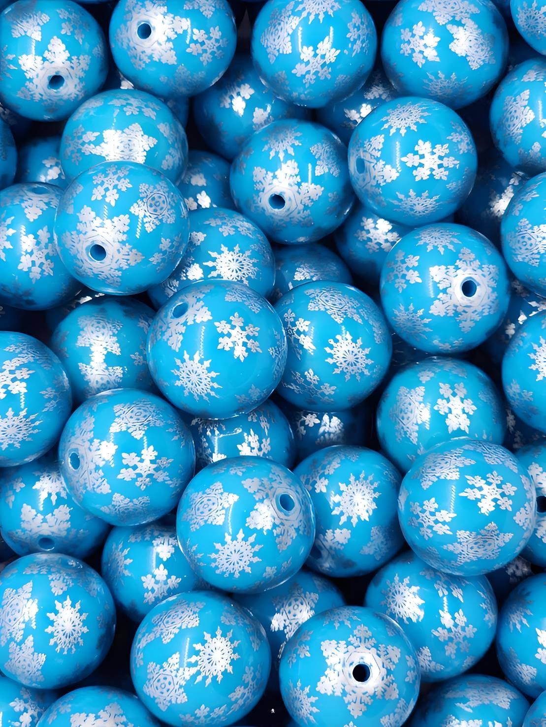 Blue Snowflake Bubblegum Beads