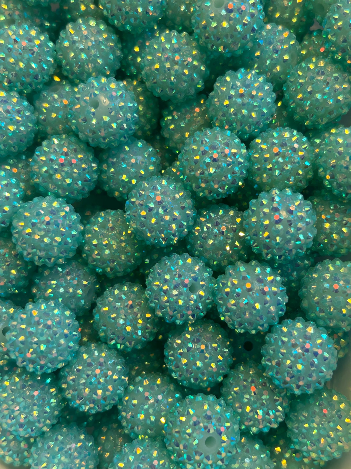 Teal 20mm Rhinestone Bubblegum Beads