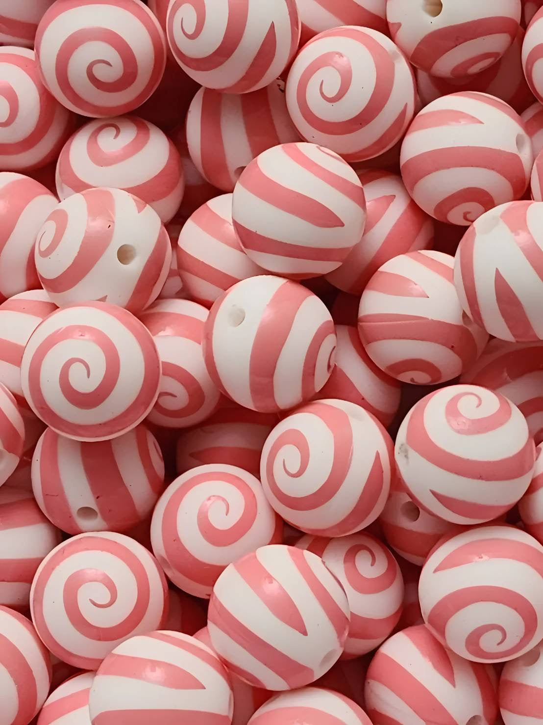 Pink Swirl 15mm Silicone Beads