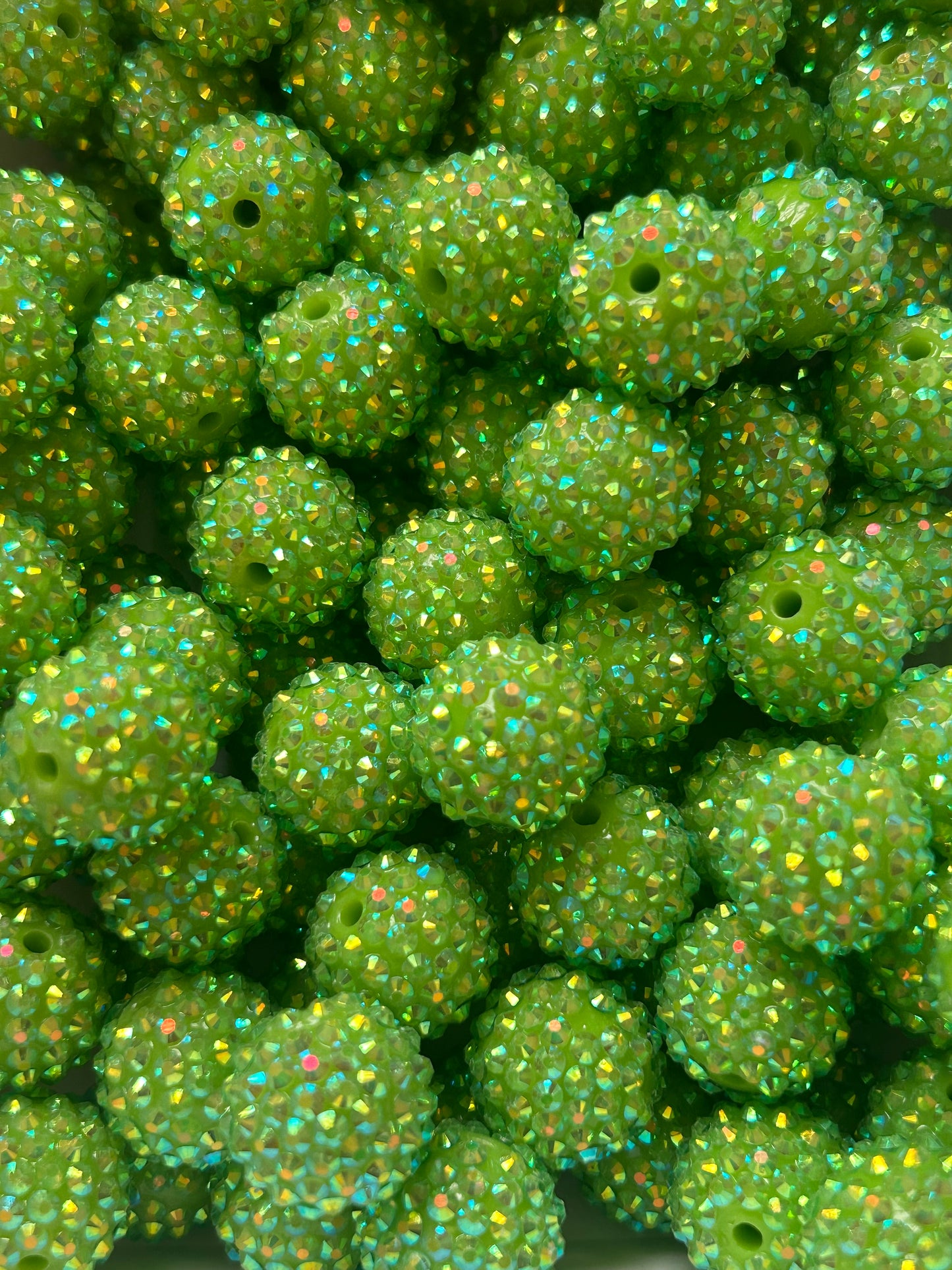 Bright Green 20mm Rhinestone Bubblegum Beads