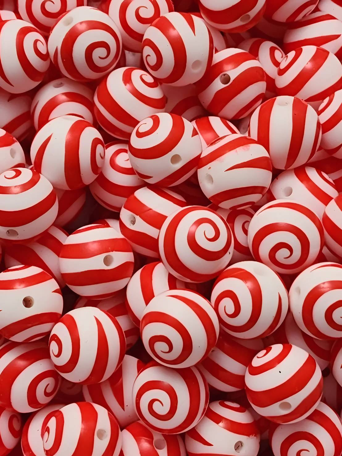 Red Swirl 15mm Silicone Beads