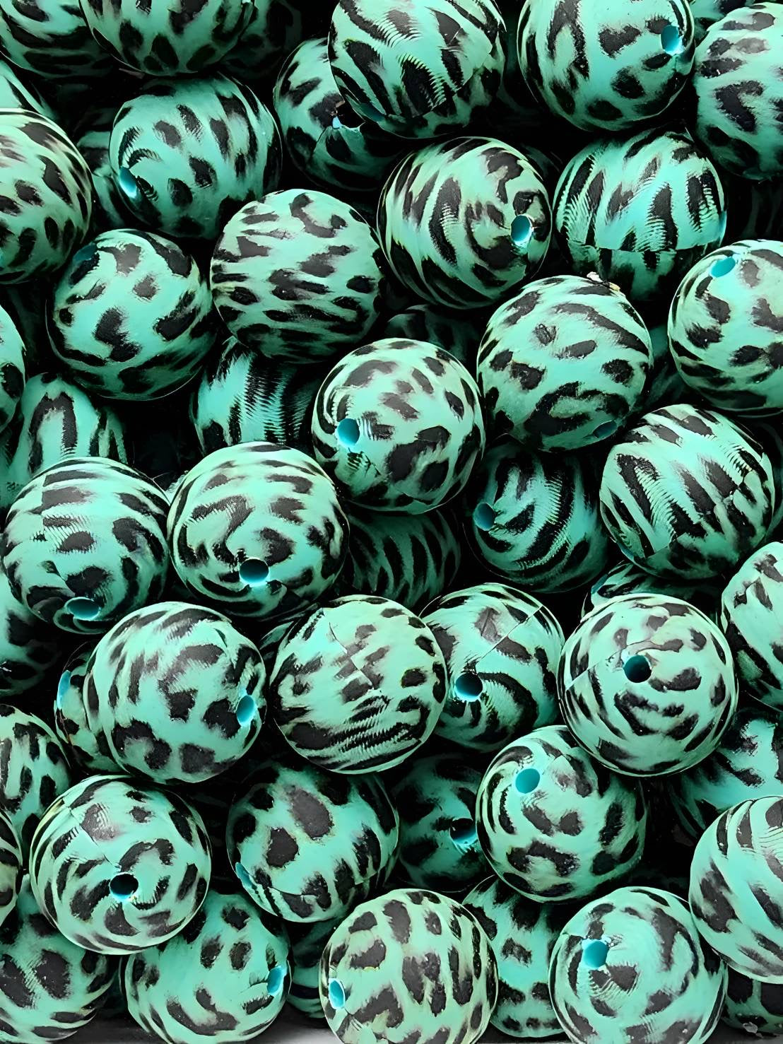 Turquoise Leopard 15mm Silicone Beads (Exclusive Color)