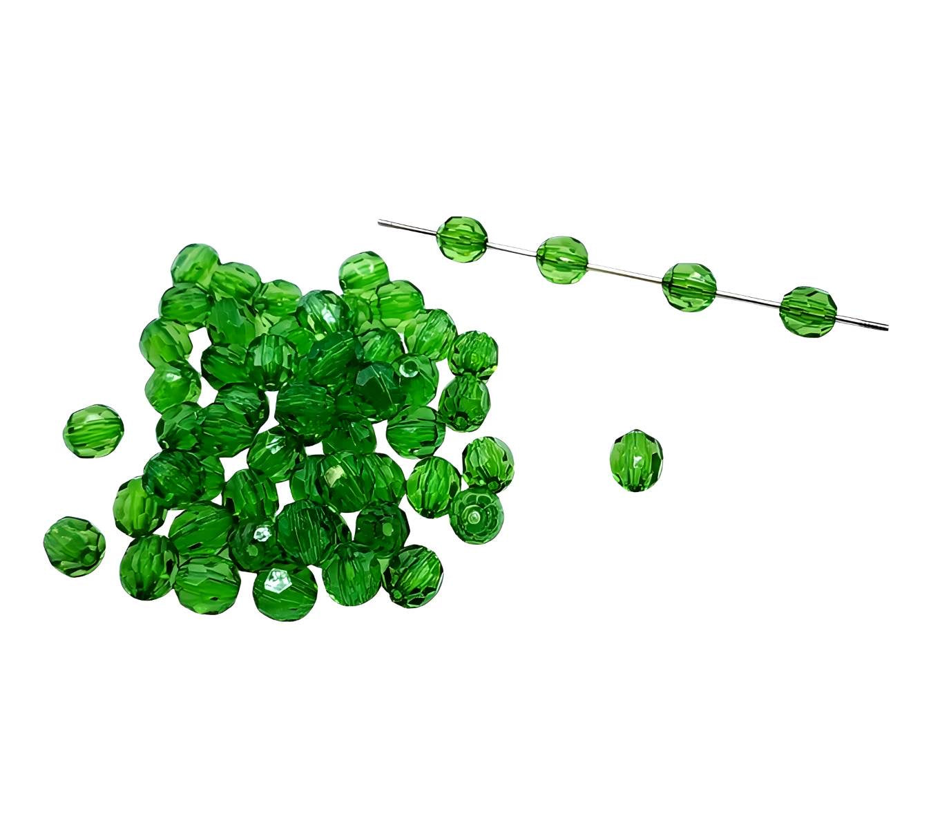 12mm Dark Green Faceted Beads