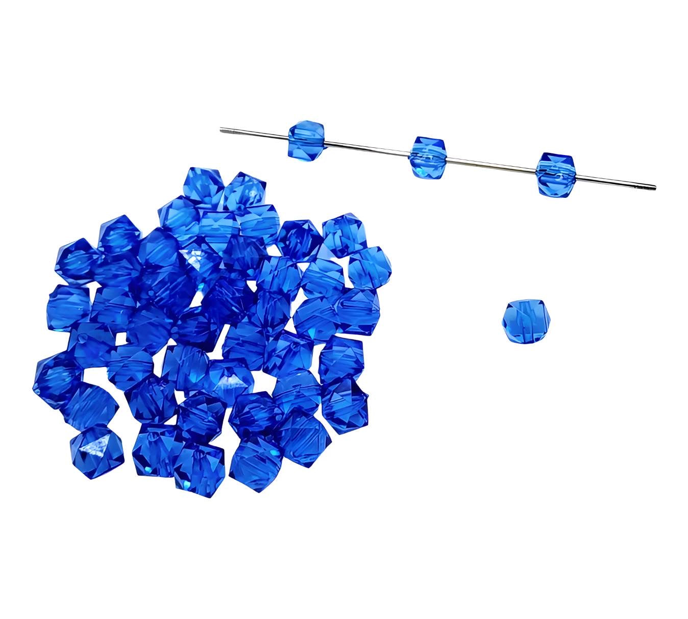 12mm Navy Acrylic Ice Cube Beads