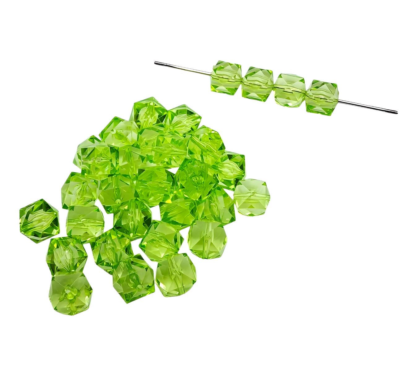 16mm Lime Acrylic Ice Cube Beads