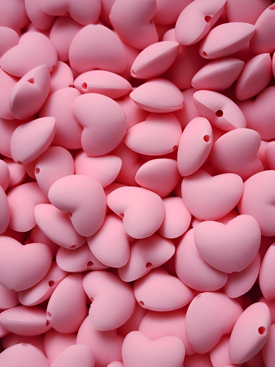 Pink Heart Silicone Beads