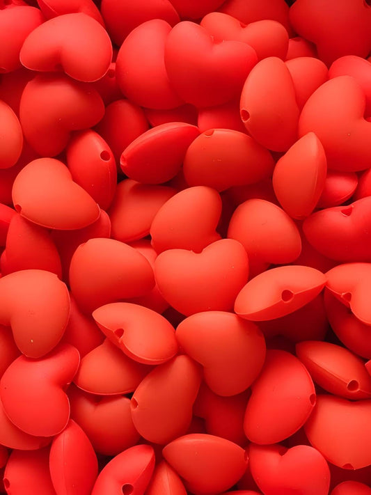 Red Heart Silicone Beads