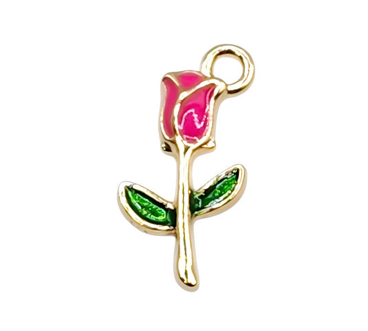 Dark Pink Rose Charm