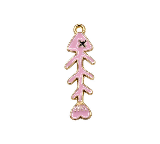 Pink Fish Skeleton Charm