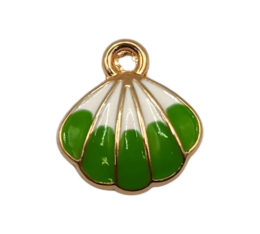 Green Scallop Shell Charm