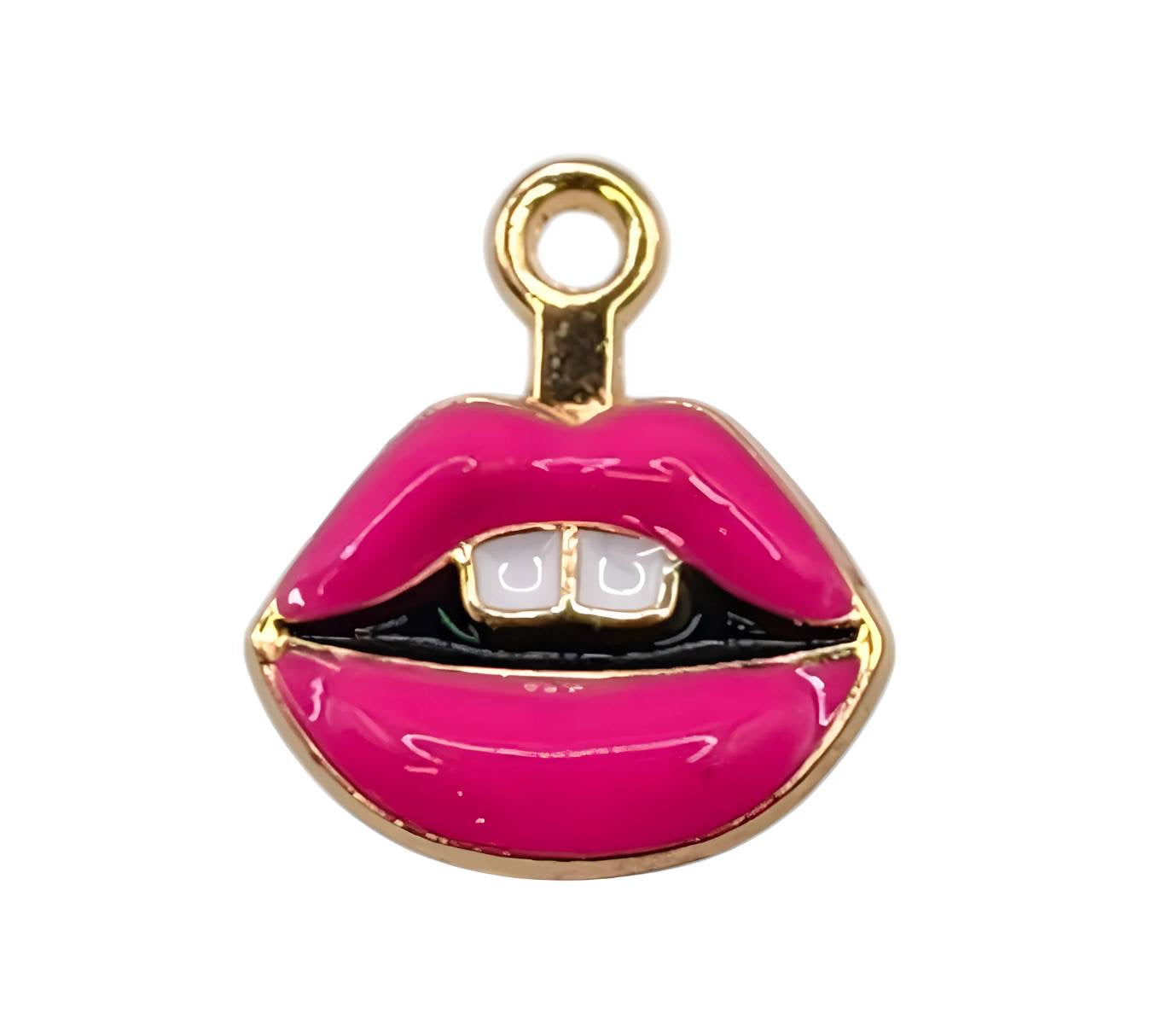 Pink Lip with teeth Charm