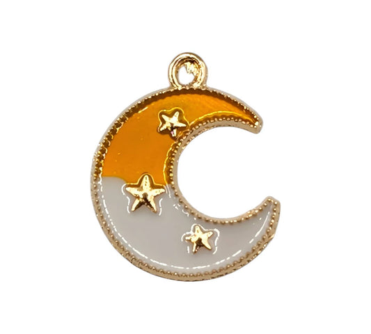 Golden Crescent Moon with Stars Charm