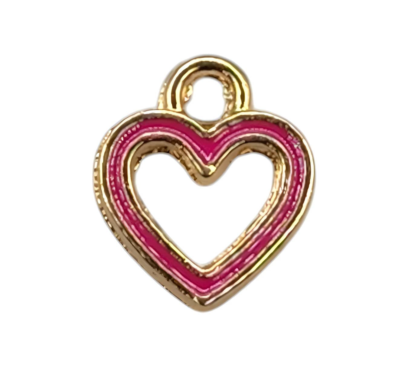 Golden Pink Heart Charm