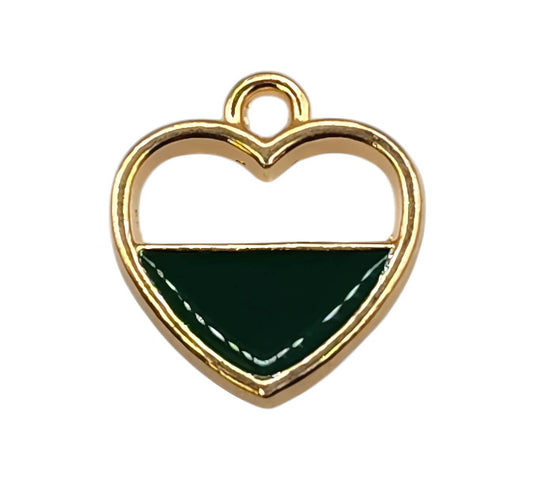 Half filled Green Heart Charm