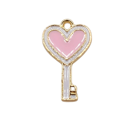 Golden Heart Key Charm