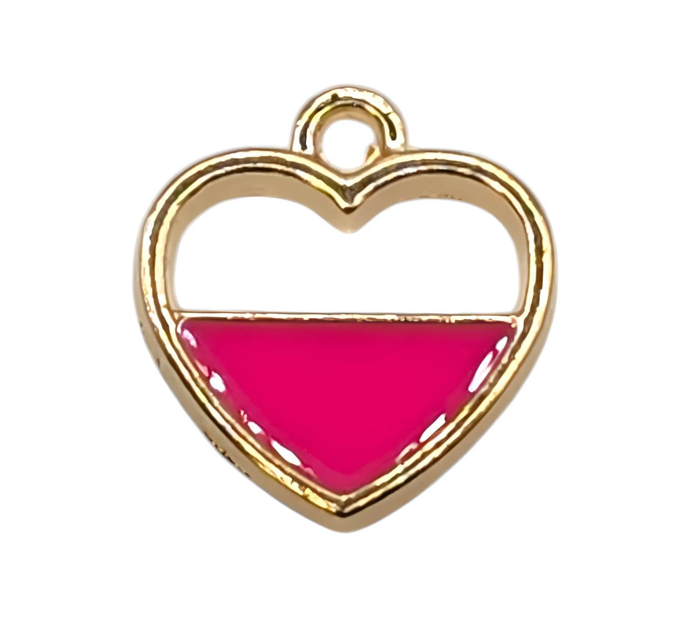 Half filled Dark Pink Heart Charm