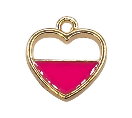 Half filled Dark Pink Heart Charm