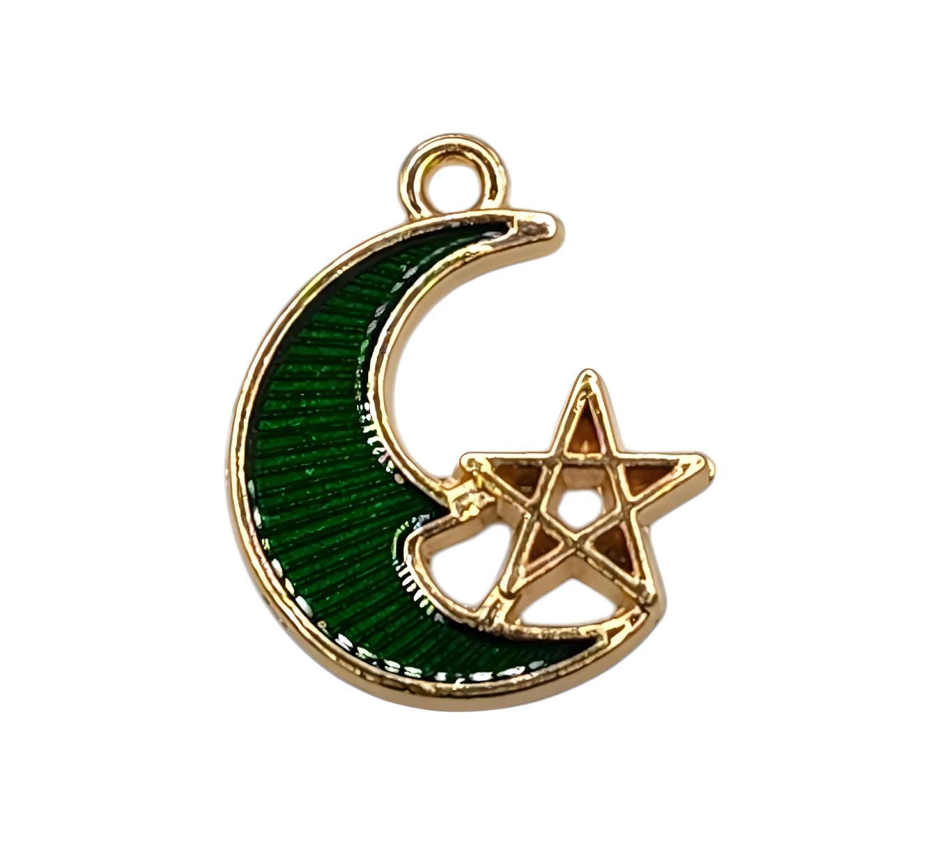 Green Starry Moon Charm