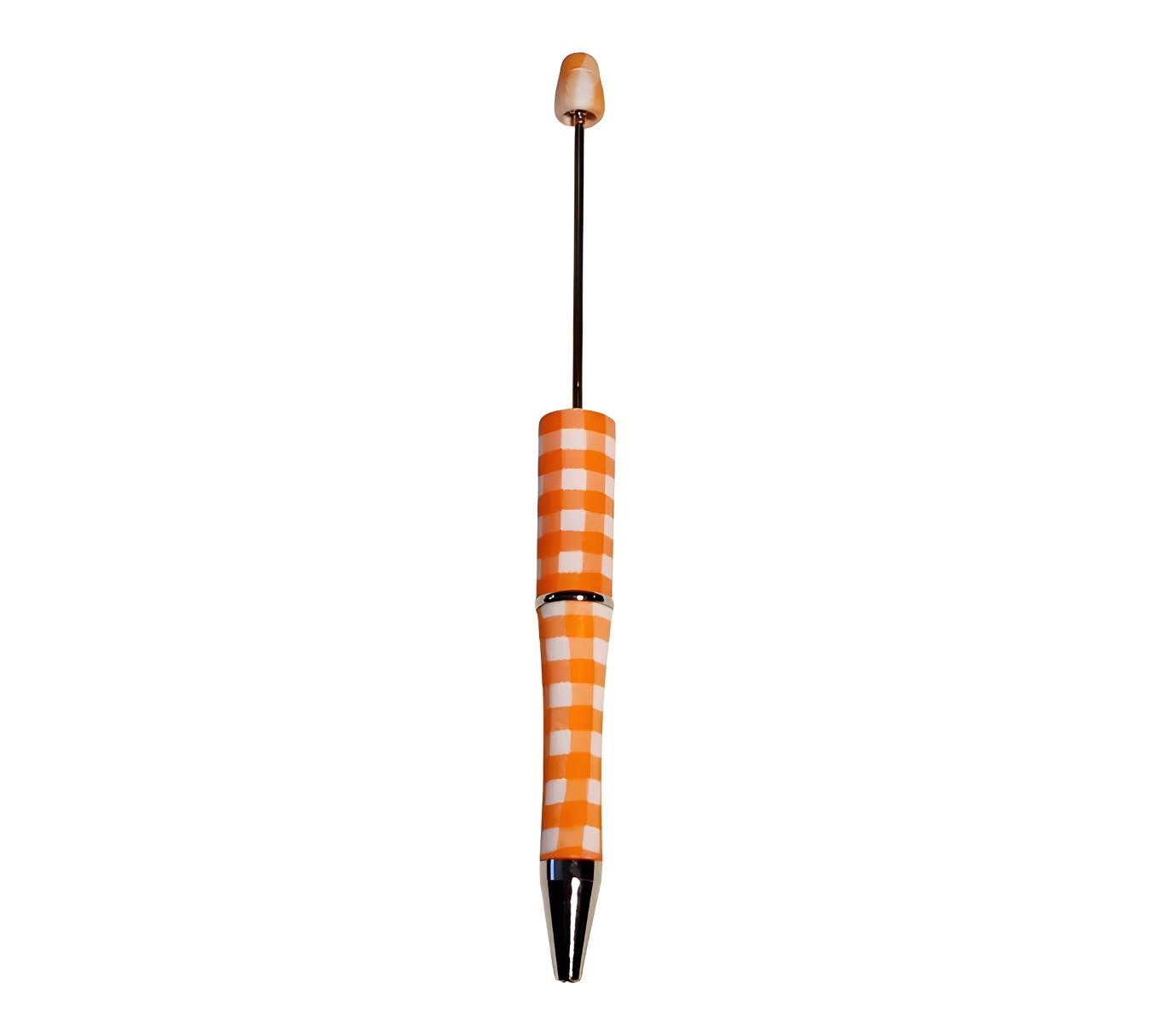 Orange Plaid Beadable Pens