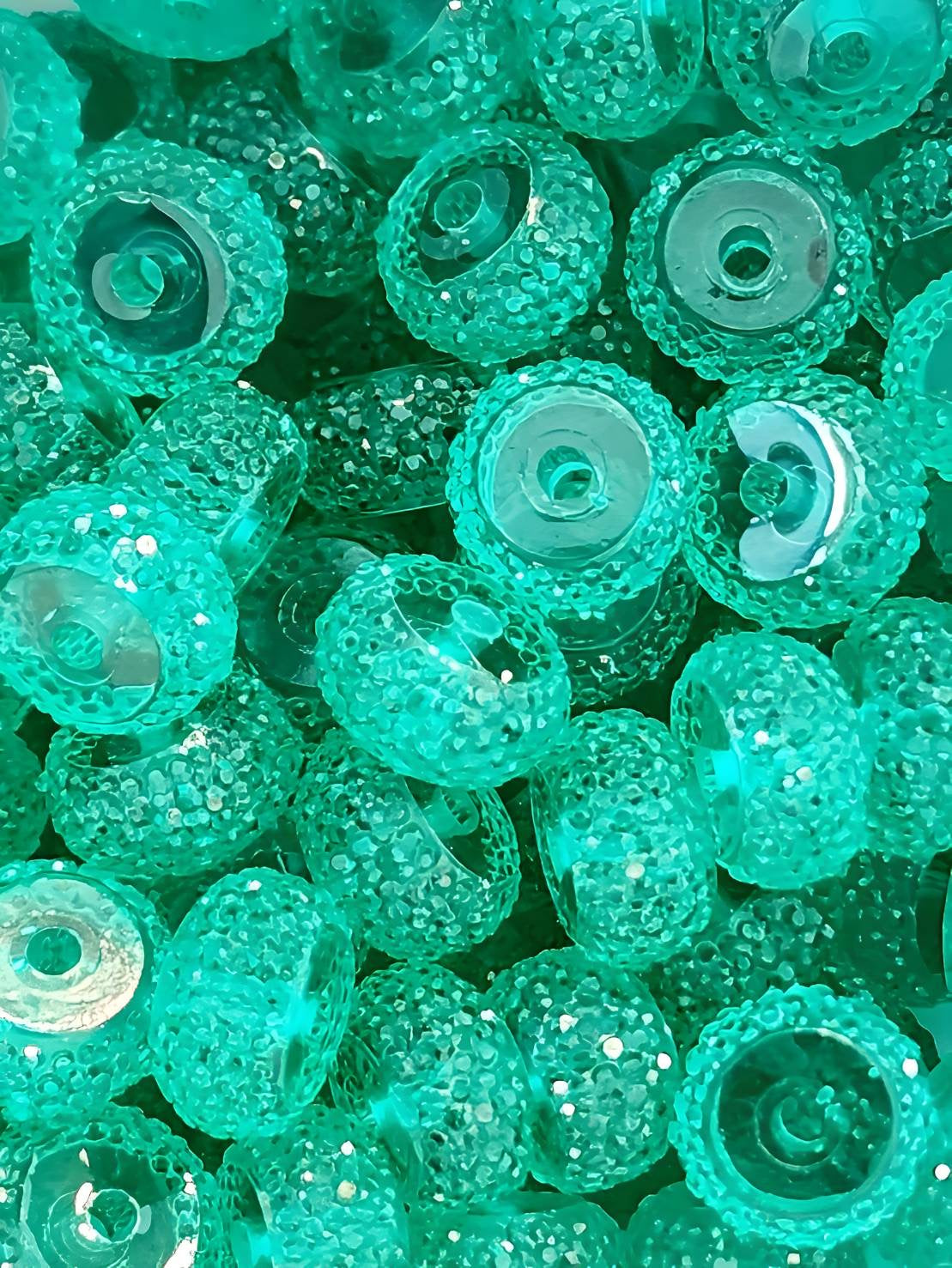 Emerald Green Rhinestone Abacus 12mm Beads