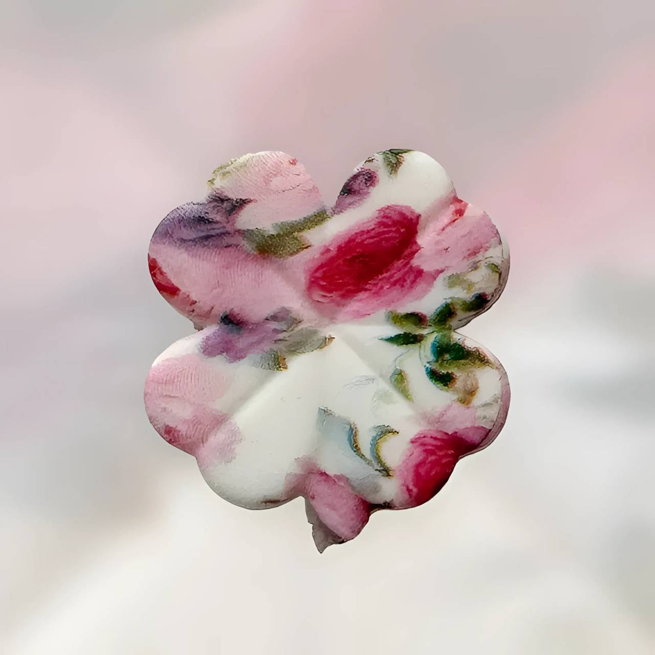 White flower Clover Focal Bead