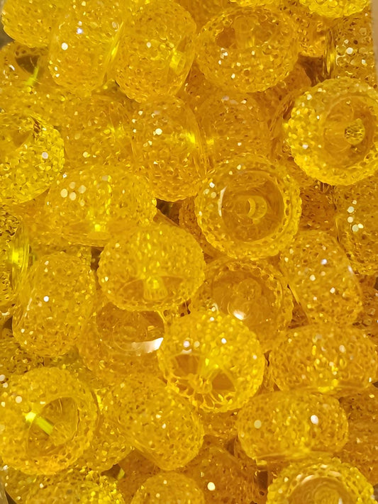 Yellow Rhinestone Abacus 12mm Beads