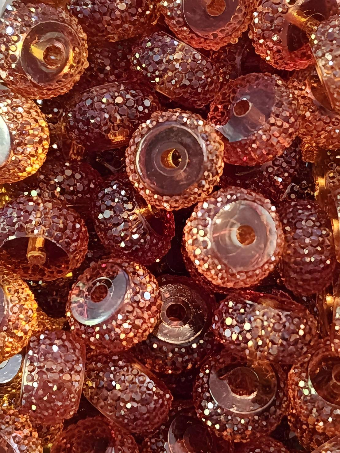 Brown Rhinestone Abacus 12mm Beads