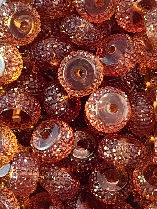 Brown Rhinestone Abacus 12mm Beads